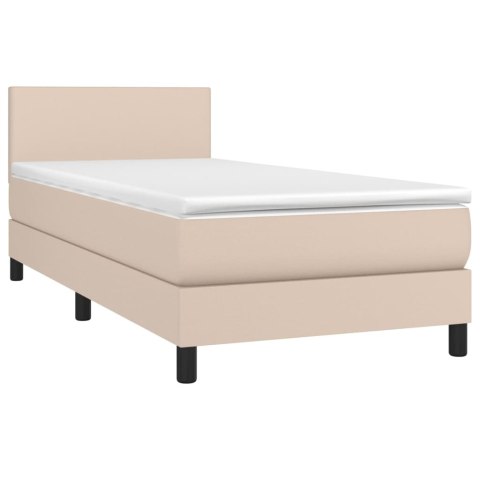 Łóżko kontynentalne, materac i LED cappuccino ekoskóra 80x200cm
