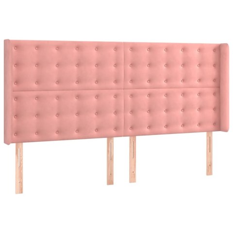 Łóżko kontynentalne z materacem i LED, różowy aksamit 180x200cm
