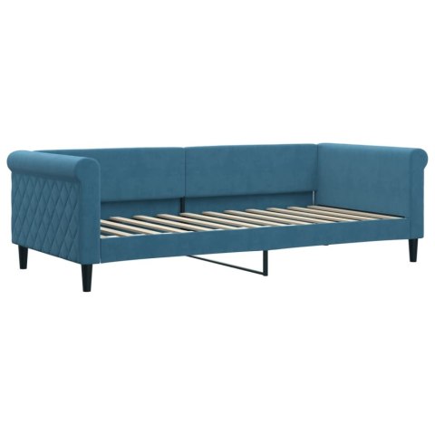 Sofa z materacem do spania, niebieska, 90x200 cm, aksamit