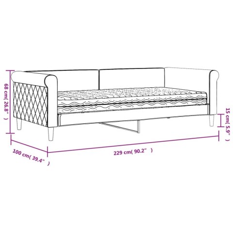 Sofa z materacem do spania, niebieska, 90x200 cm, aksamit
