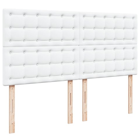 Łóżko kontynentalne z materacem, białe, ekoskóra 200x200 cm