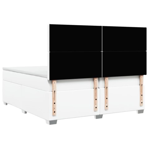Łóżko kontynentalne z materacem, białe, ekoskóra 200x200 cm