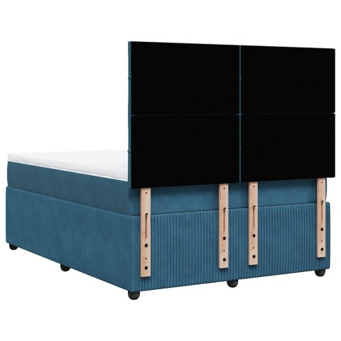 Łóżko kontynentalne z materacem, ciemnoniebieskie, 160x200 cm