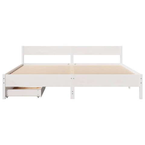 Rama łóżka bez materaca, biała, 180x200 cm, lite drewno sosnowe