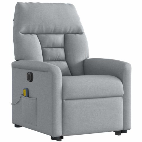 Podnoszony fotel masujący, elektryczny, rozkładany, jasnoszary