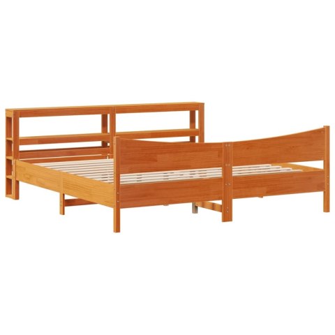 Rama łóżka z wezgłowiem, woskowy brąz, 180x200 cm, sosnowa