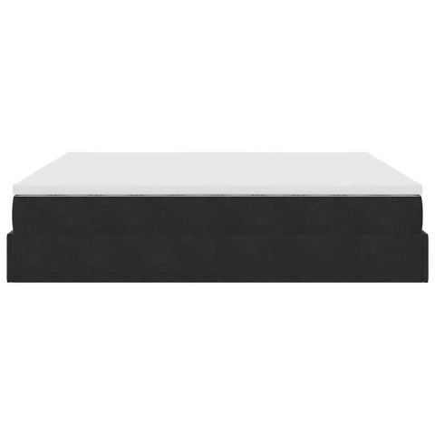 Rama łóżka otomana z materacem, czarna, 180x200 cm, aksamit