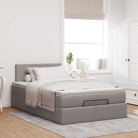 Rama łóżka otomana z materacem, taupe, 120x200 cm, tkanina