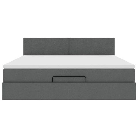 Łóżko Ottoman z materacem i LED, ciemnoszary, 180x200cm tkanina