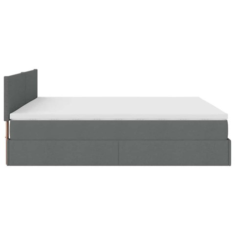 Łóżko Ottoman z materacem i LED, ciemnoszary, 180x200cm tkanina