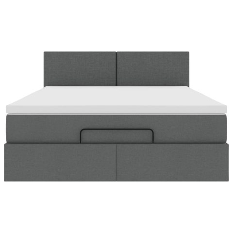 Łóżko Ottoman z materacem i diodami LED Ciemnoszary 140x190 cm