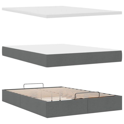 Łóżko Ottoman z materacem i diodami LED Ciemnoszary 140x190 cm