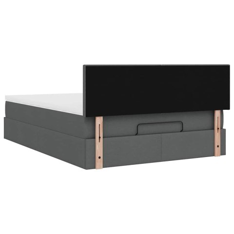 Łóżko Ottoman z materacem i diodami LED Ciemnoszary 140x190 cm