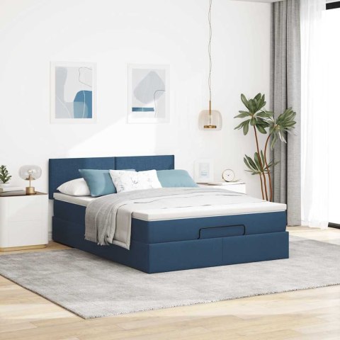Łóżko Ottoman z materacem i diodami LED Niebieski 140x190 cm