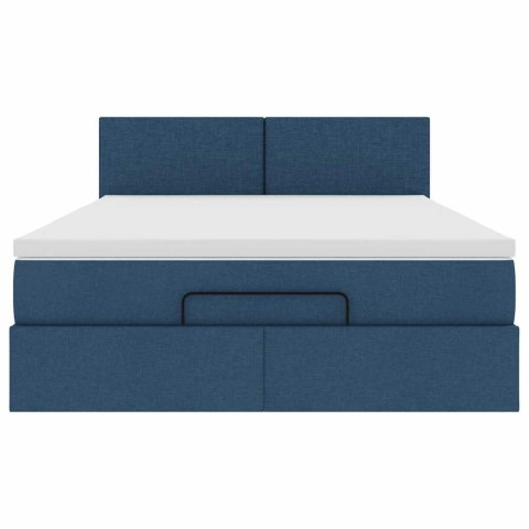 Łóżko Ottoman z materacem i diodami LED Niebieski 140x190 cm