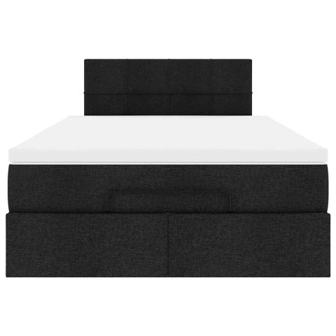 Łóżko otomana z materacem i LED, czarny, 120x190 cm, tkanina