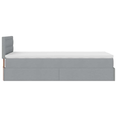 Łóżko Ottoman z materacem i LED, jasnoszary, 90x200 cm, tkanina