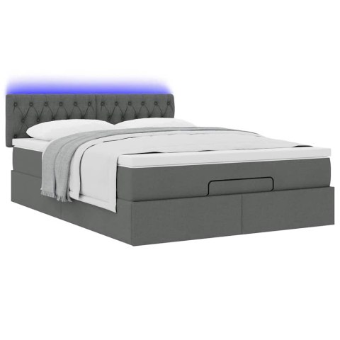 Łóżko Ottoman z materacem i diodami LED Ciemnoszary 140x190 cm
