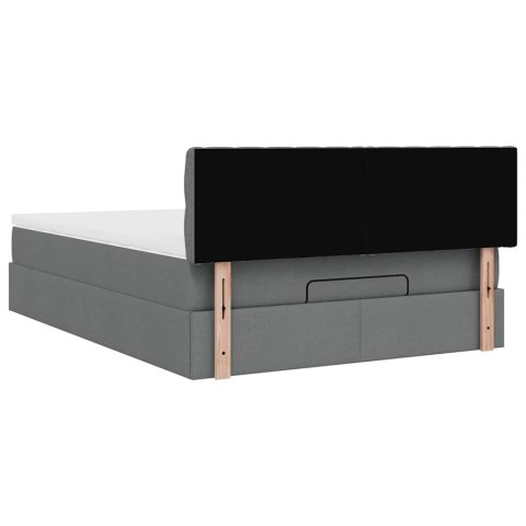 Łóżko Ottoman z materacem i diodami LED Ciemnoszary 140x190 cm