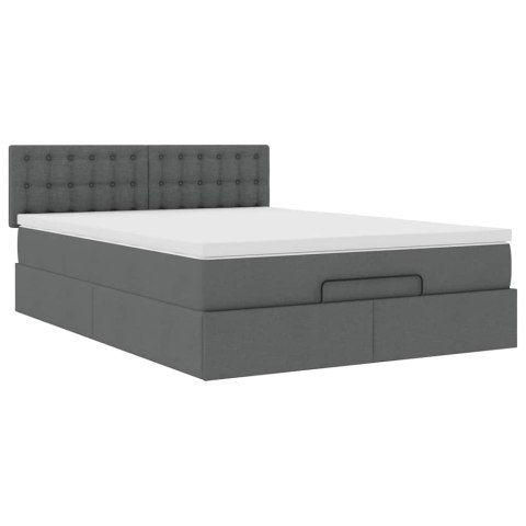 Łóżko Ottoman z materacem i diodami LED Ciemnoszary 140x190 cm