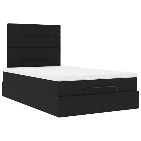 Rama łóżka otomana z materacem, czarna, 120x200 cm, tkanina