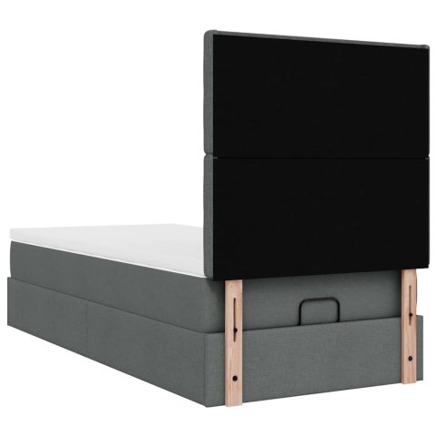 Łóżko Ottoman z materacem i LED, ciemnoszary, 80x200cm, tkanina