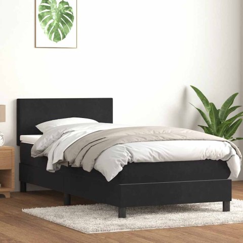 Łóżko kontynentalne z materacem i LED, czarne, 80x220 cm