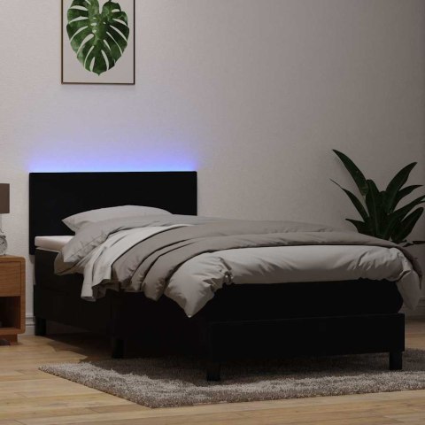 Łóżko kontynentalne z materacem i LED, czarne, 80x220 cm