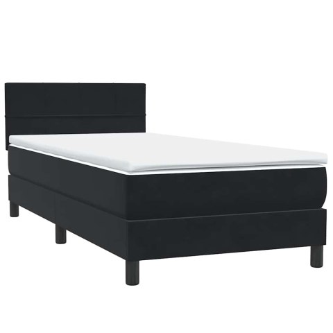 Łóżko kontynentalne z materacem i LED, czarne, 80x220 cm