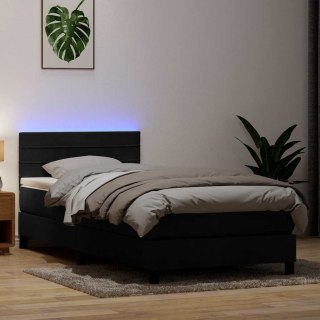 Łóżko kontynentalne z materacem i LED, czarne, 80x220 cm