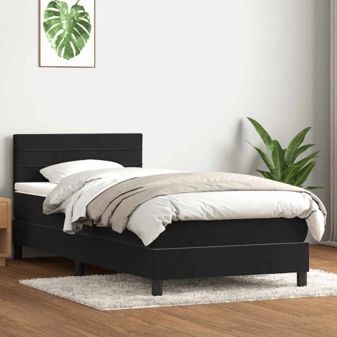 Łóżko kontynentalne z materacem i LED, czarne, 80x220 cm