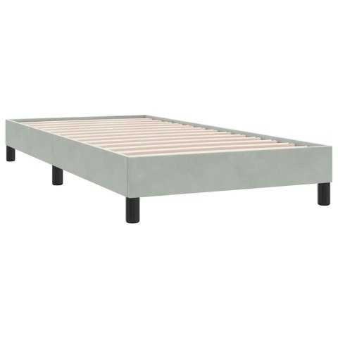Łóżko kontynentalne z materacem i LED, jasnoszary aksamit, 90x210 cm