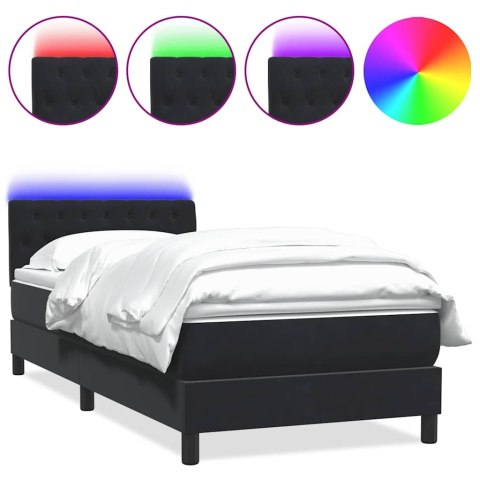 Łóżko kontynentalne z materacem i LED, czarne, 80x220 cm