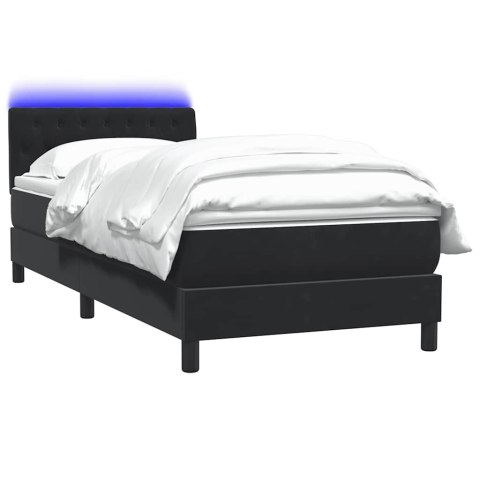 Łóżko kontynentalne z materacem i LED, czarne, 80x220 cm