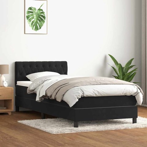 Łóżko kontynentalne z materacem i LED, czarne, 80x220 cm