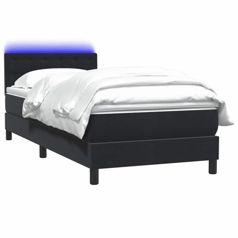 Łóżko kontynentalne z materacem i LED, czarne, 80x220 cm