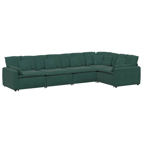 Sofa modułowa z poduszkami aksamitna ciemnozielona