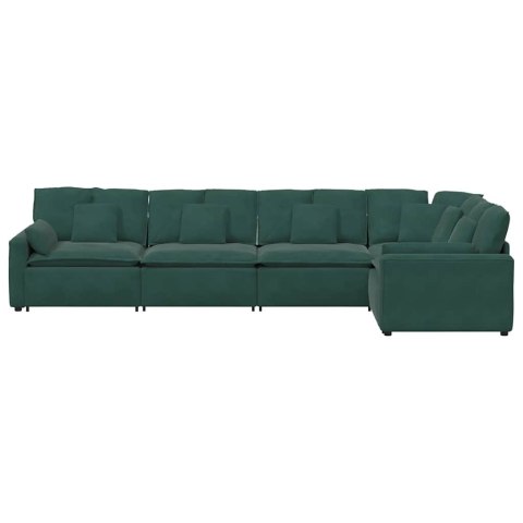 Sofa modułowa z poduszkami aksamitna ciemnozielona