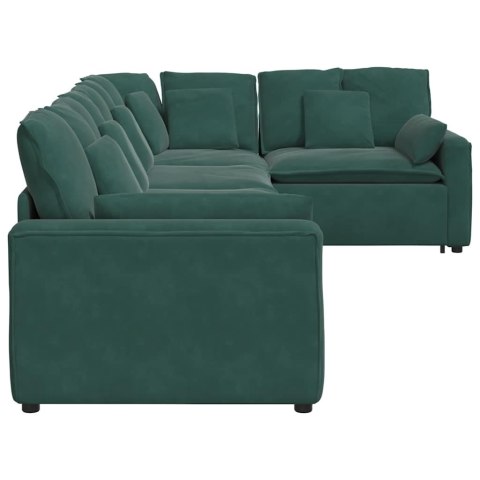 Sofa modułowa z poduszkami aksamitna ciemnozielona
