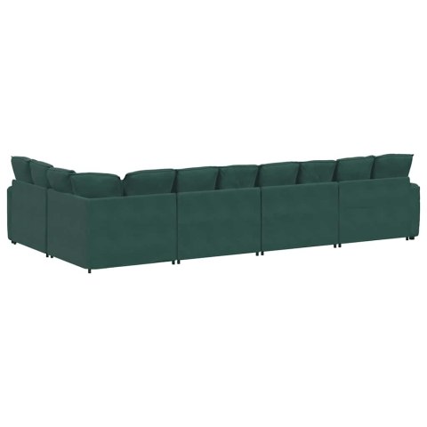 Sofa modułowa z poduszkami aksamitna ciemnozielona