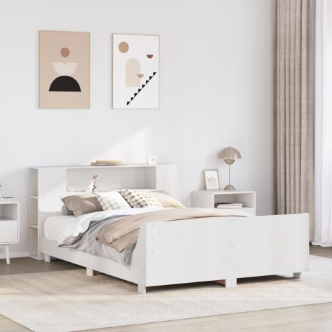 Rama łóżka bez materaca, biała, 140x200 cm, lite drewno sosnowe