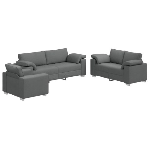 Sofa 3 pcs Ciemnoszary Tkanina lniana