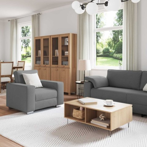 Sofa 3 pcs Ciemnoszary Tkanina lniana