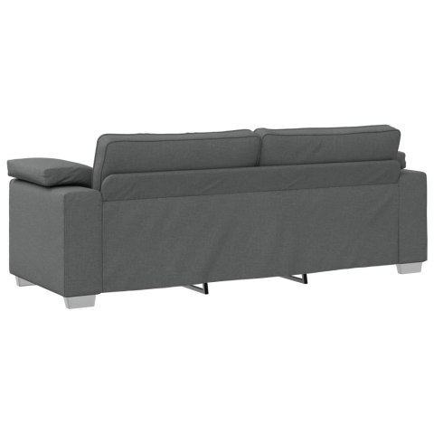 Sofa 3 pcs Ciemnoszary Tkanina lniana
