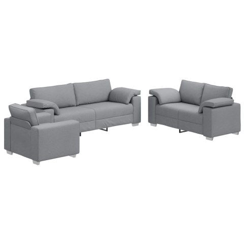 Sofa 3 pcs Jasnoszary Tkanina lniana