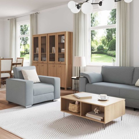 Sofa 3 pcs Jasnoszary Tkanina lniana