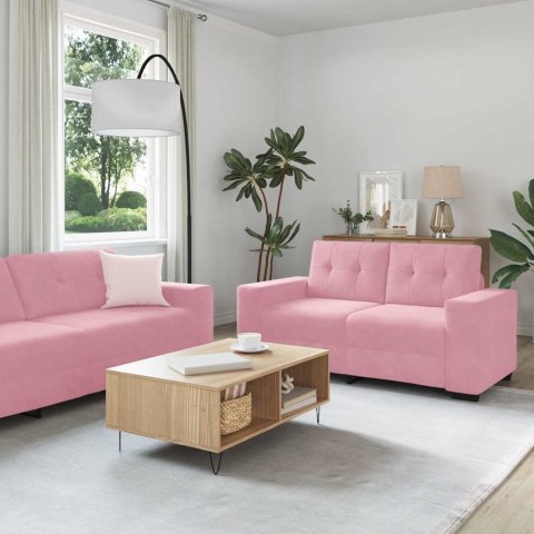 Sofa 3 pcs Różowy Tkanina lniana