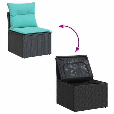 7-cz. zestaw wypoczynkowy do ogrodu, z poduszkami, czarny