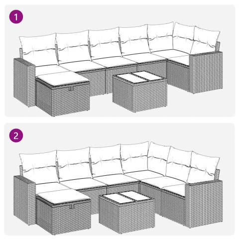 8-cz. zestaw wypoczynkowy do ogrodu, z poduszkami, brązowy