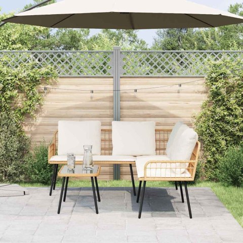 Zestaw Sof na Ogród 2 pcs Naturalny polirattan